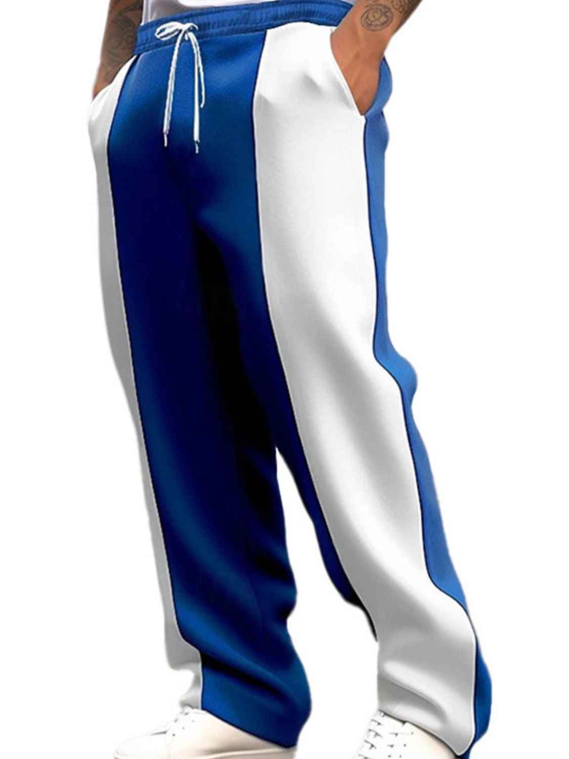 Men's Full Size Drawstring Contrast Pants Plus Size - Damned Threads