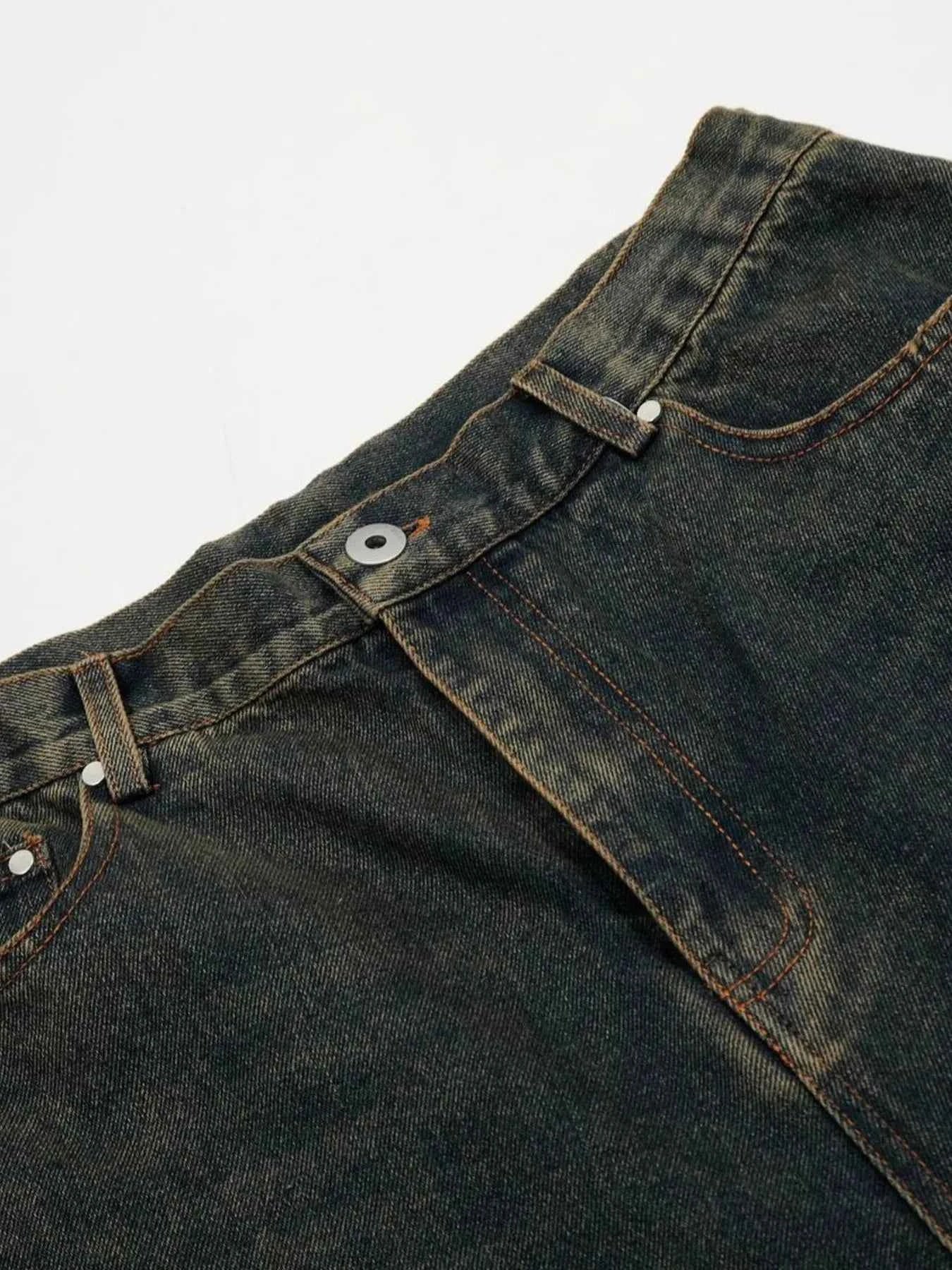 Men's Washed High-Waist Baggy Denim Shorts