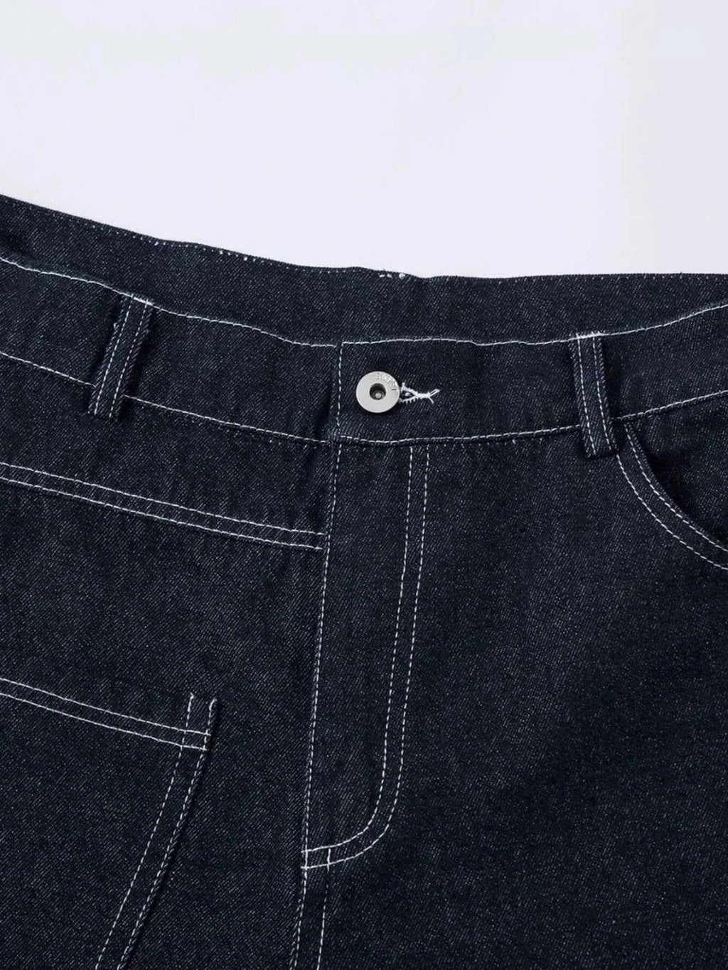 Men's High Waist Contrast Stitching Curved Jeans