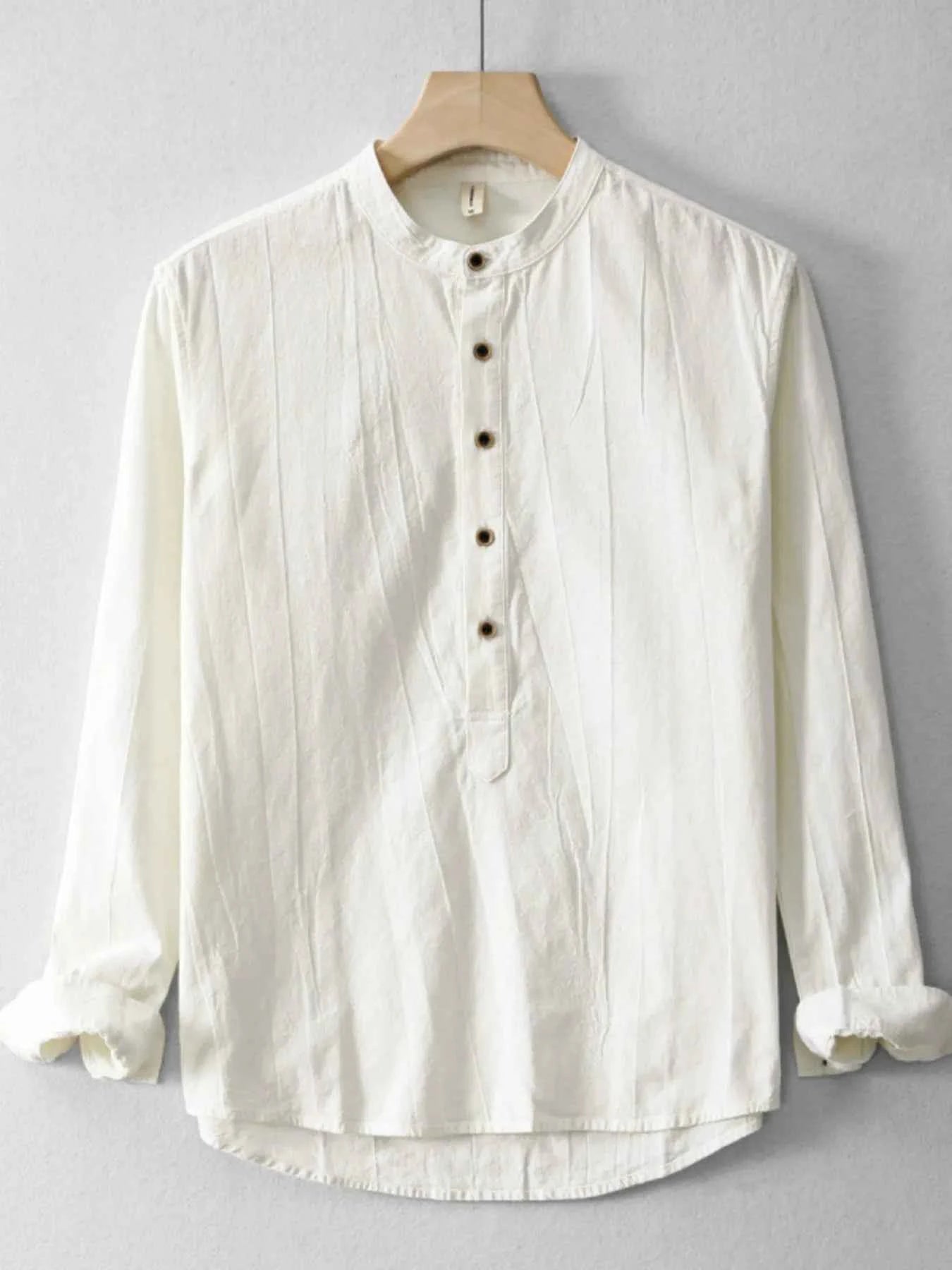 Men's Plus Size Button Front Long Sleeve Blouse