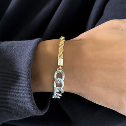 Contrasting Two-Color Adjustable Twist-Chain Bracelet - Damned Threads