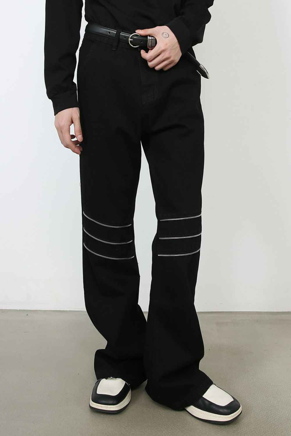 Men's Bootcut Knee Stipe Jeans With Pockets - Damned Threads