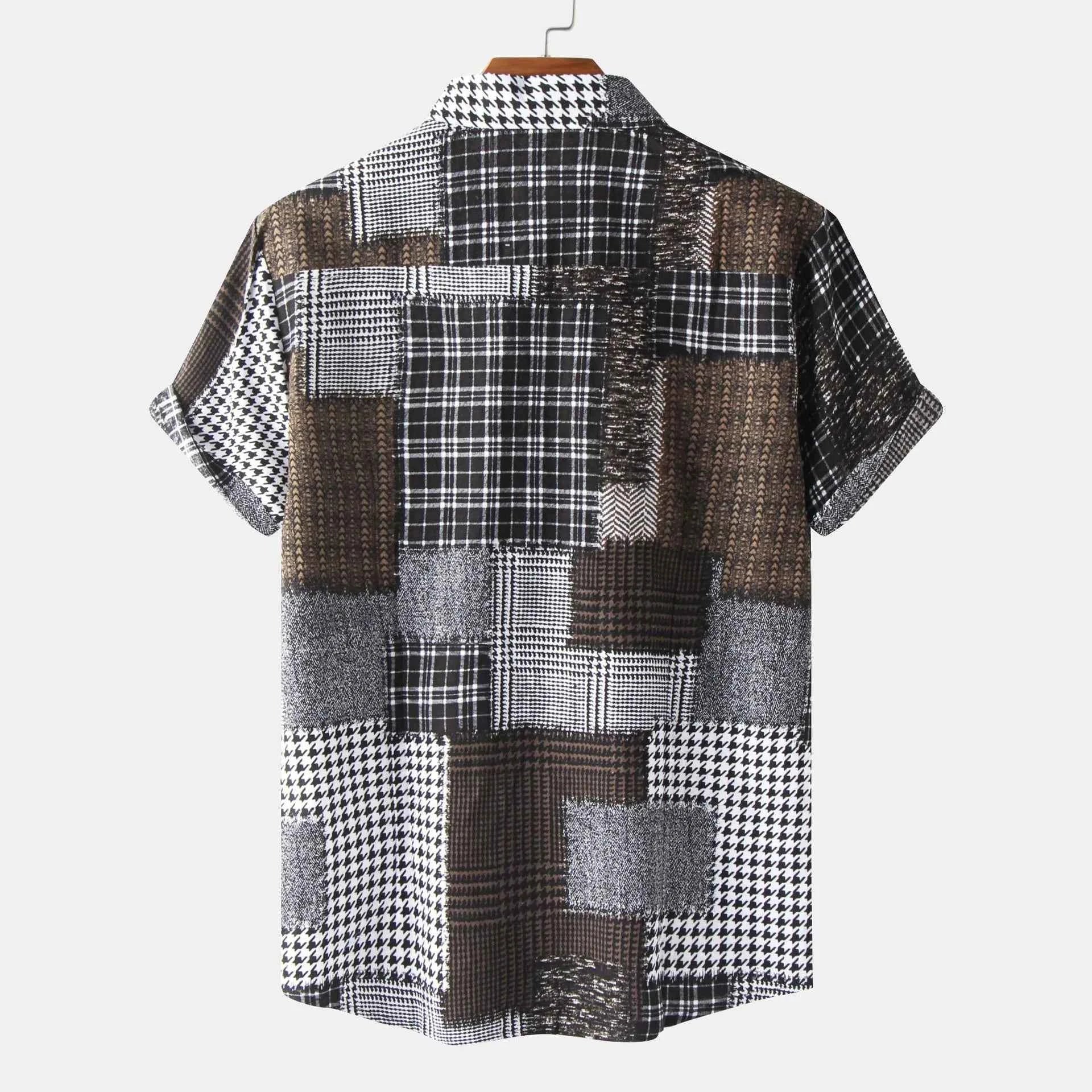 Men's Plus Size Plaid Short Sleeve Button-Up Shirt