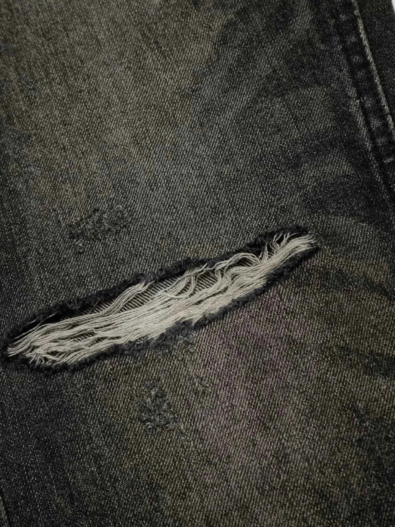 Men's Distressed Washed Straight Jeans