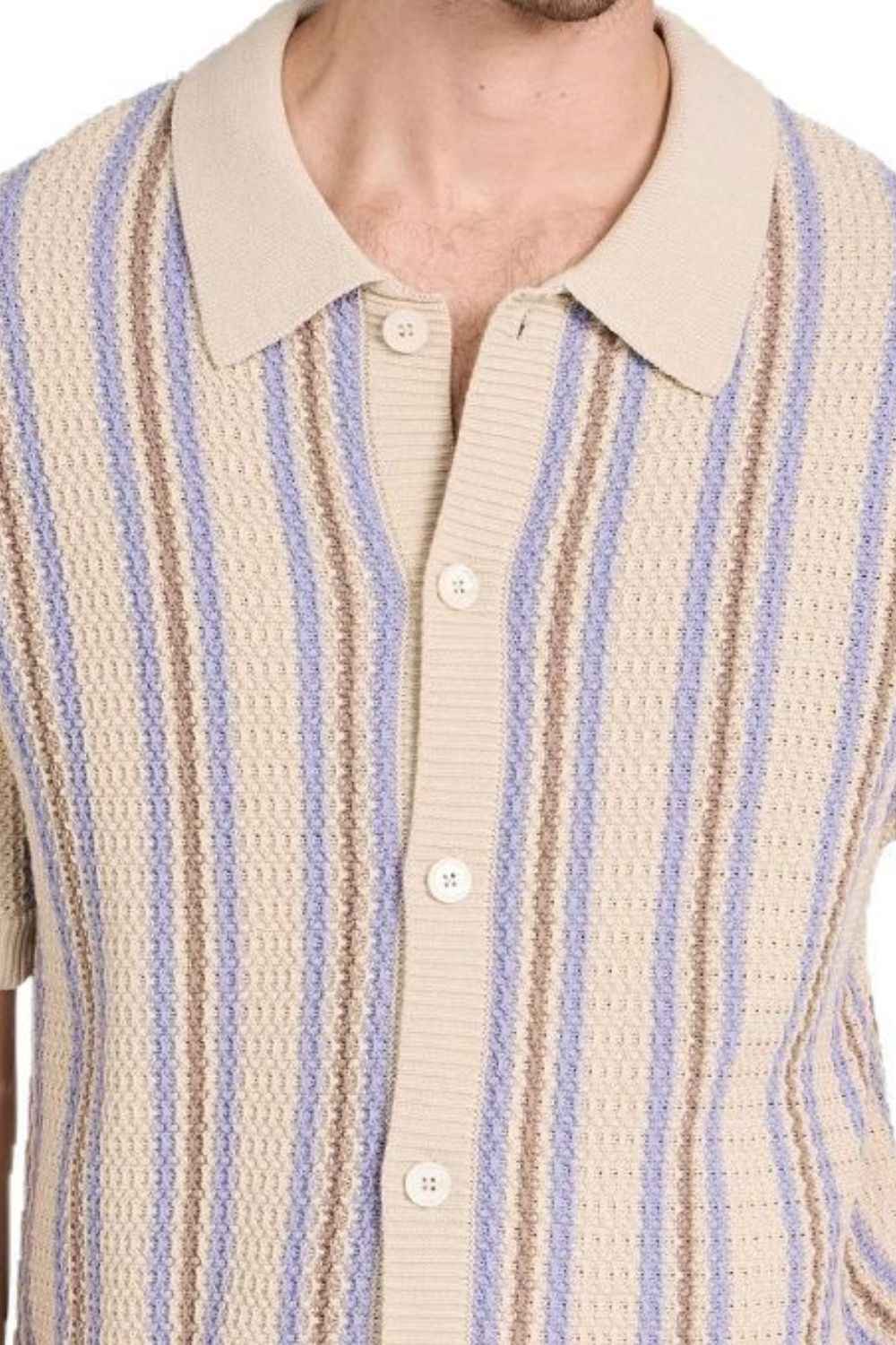 Men's Plus Size Striped Button Down Short Sleeve Shirt - Damned Threads
