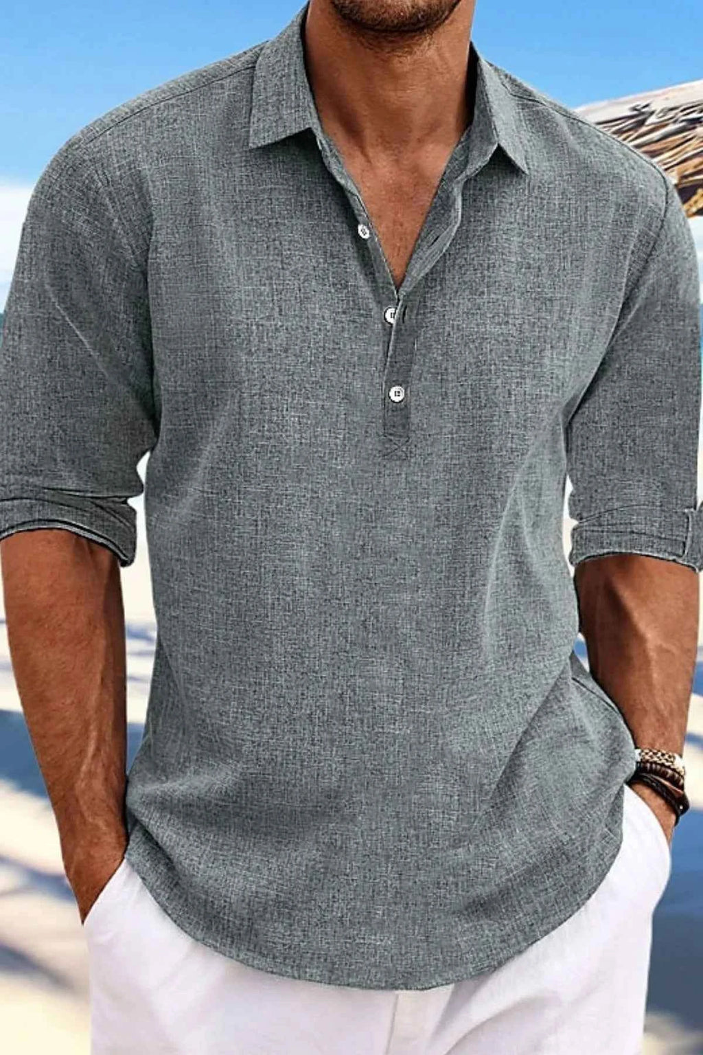 Men's Full Size Long Sleeve Henley Shirt Plus Size