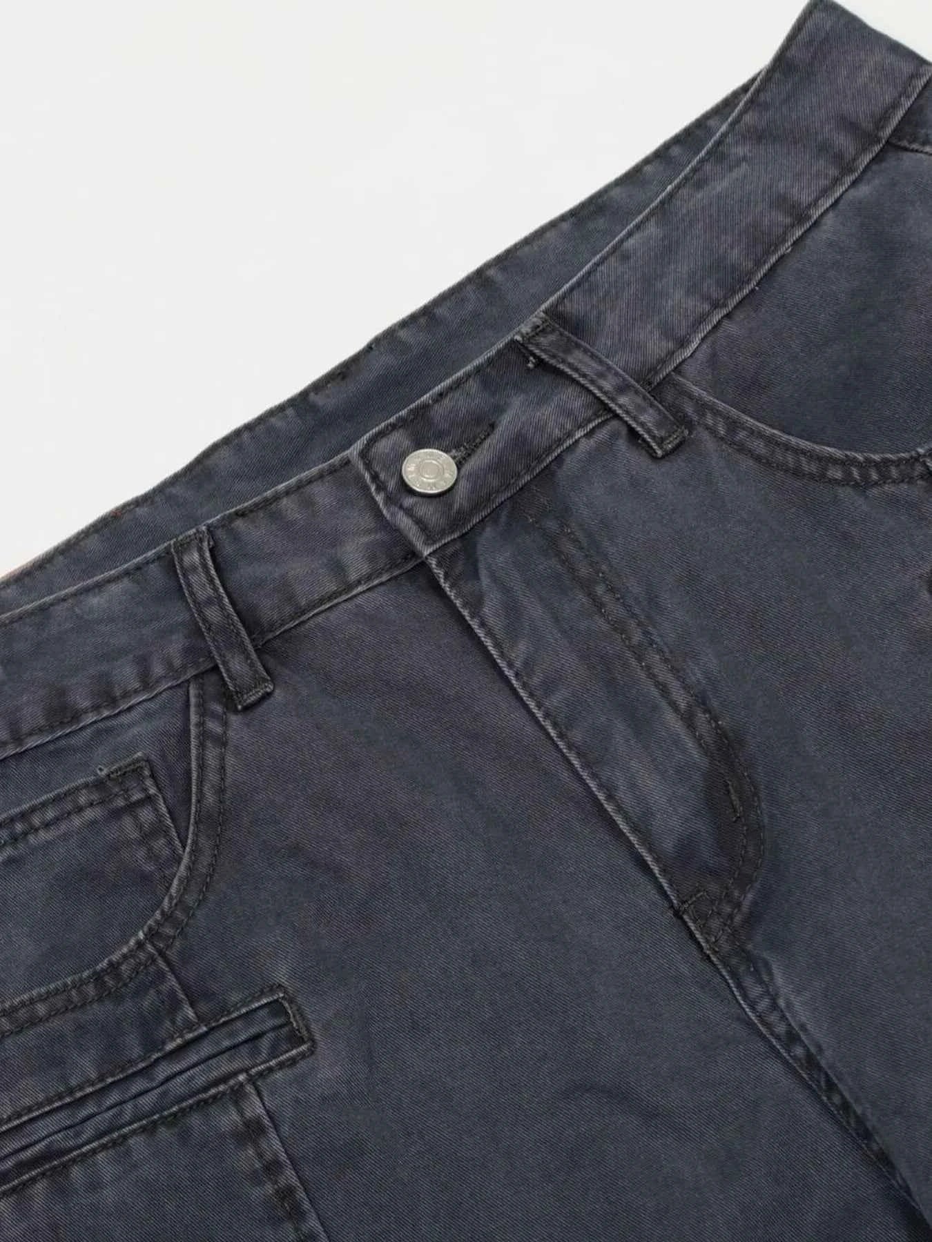 Men's Wide Leg Cargo Pants with Stitching Detail