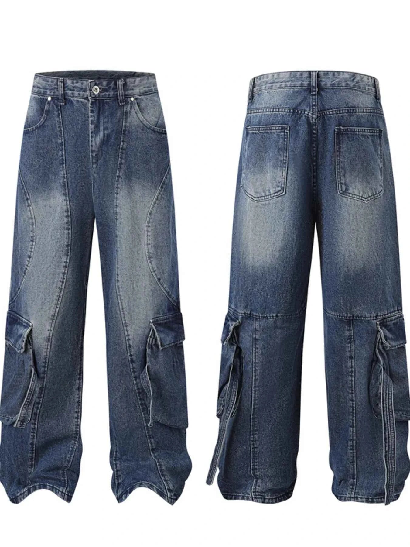 Men's Full Size Wide Leg Cargo Jeans Plus Size