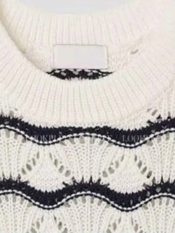 Men's Plus Size Wavy Stripe Contrast Knit Top