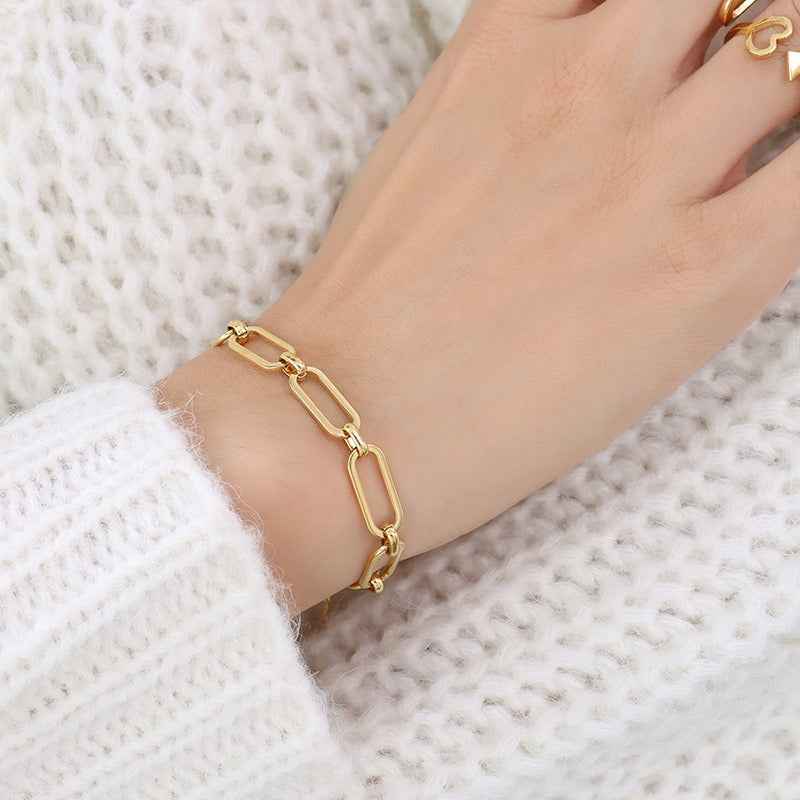 18K Gold Geometric Design Luxury Bracelet Necklace Set - Damned Threads