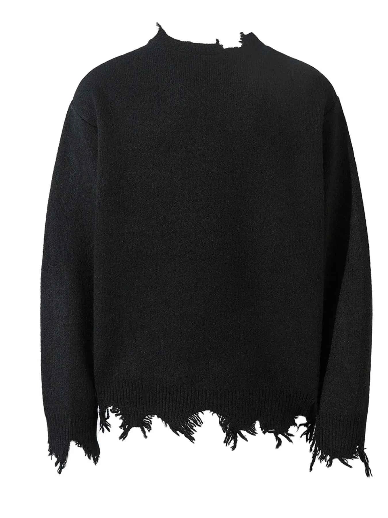 Men's Distressed Hem Half-Zip Sweater