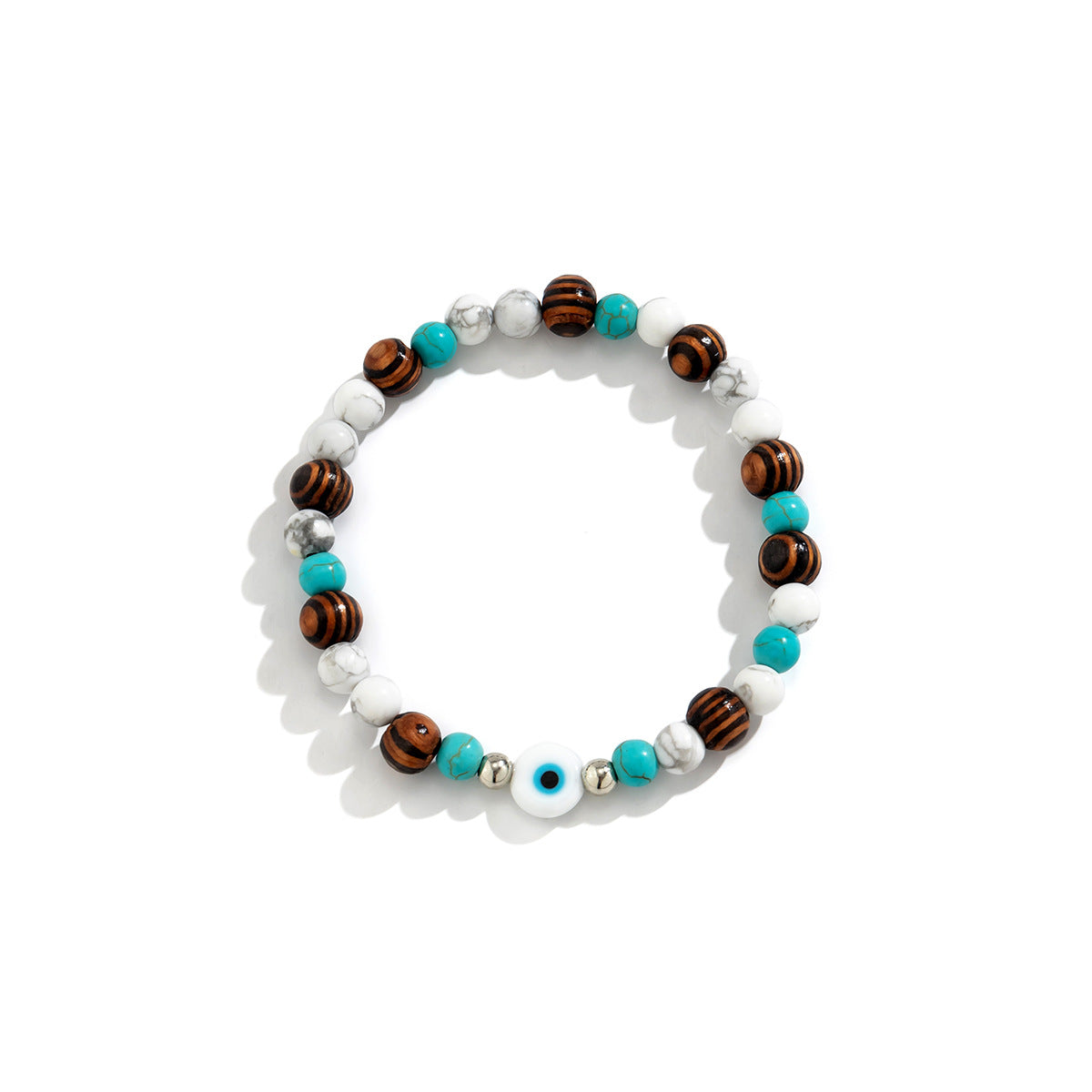 Turquoise & Wooden Beads Bracelet - Damned Threads