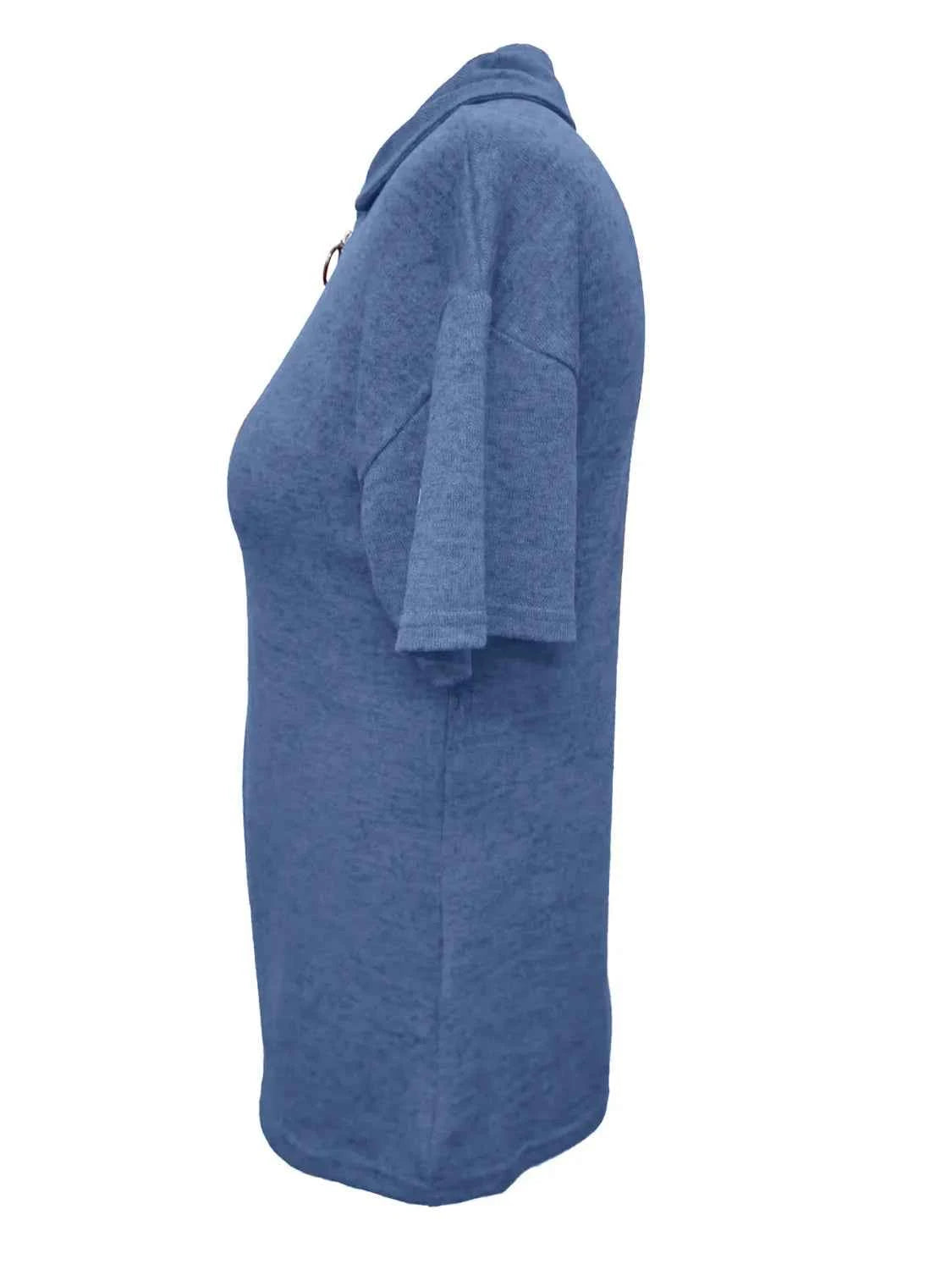 Zip Collar Short Sleeve Top - Damned Threads