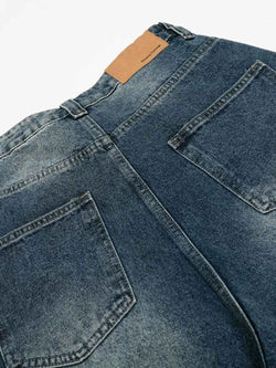 Men's Pearl Embellished Wide Leg Denim Shorts