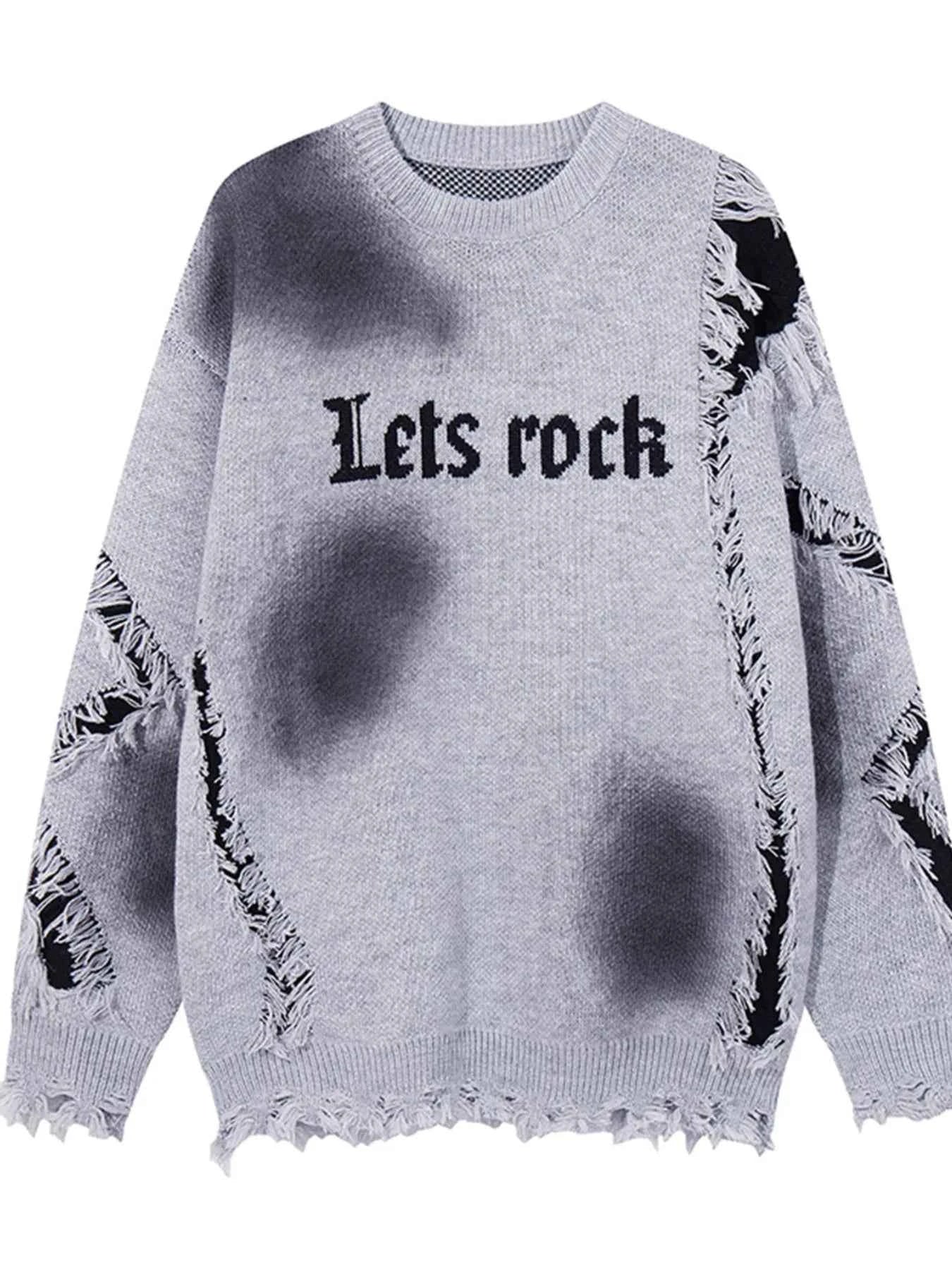 Men's Let's Rock Distressed Hem Sweater