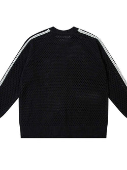 Men's Mesh Knit Zip-Up Cardigan with Stripe Detail