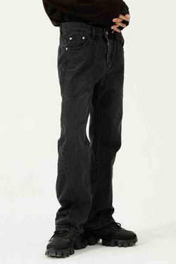 Straight-Leg Jeans with Stitch Detail - Damned Threads