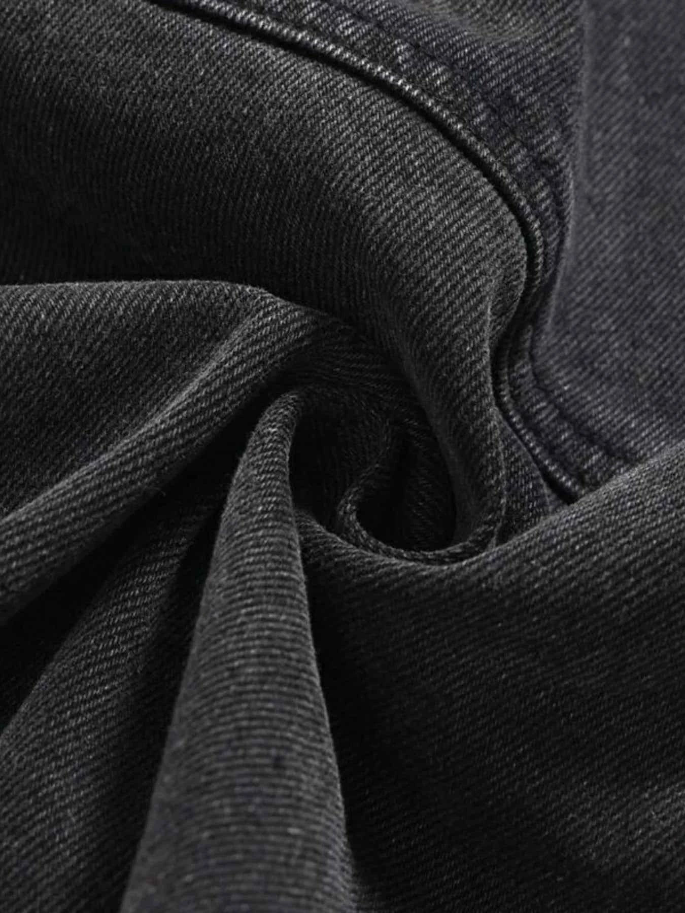 Men's Cargo Wide Leg Jeans with Multiple Pockets