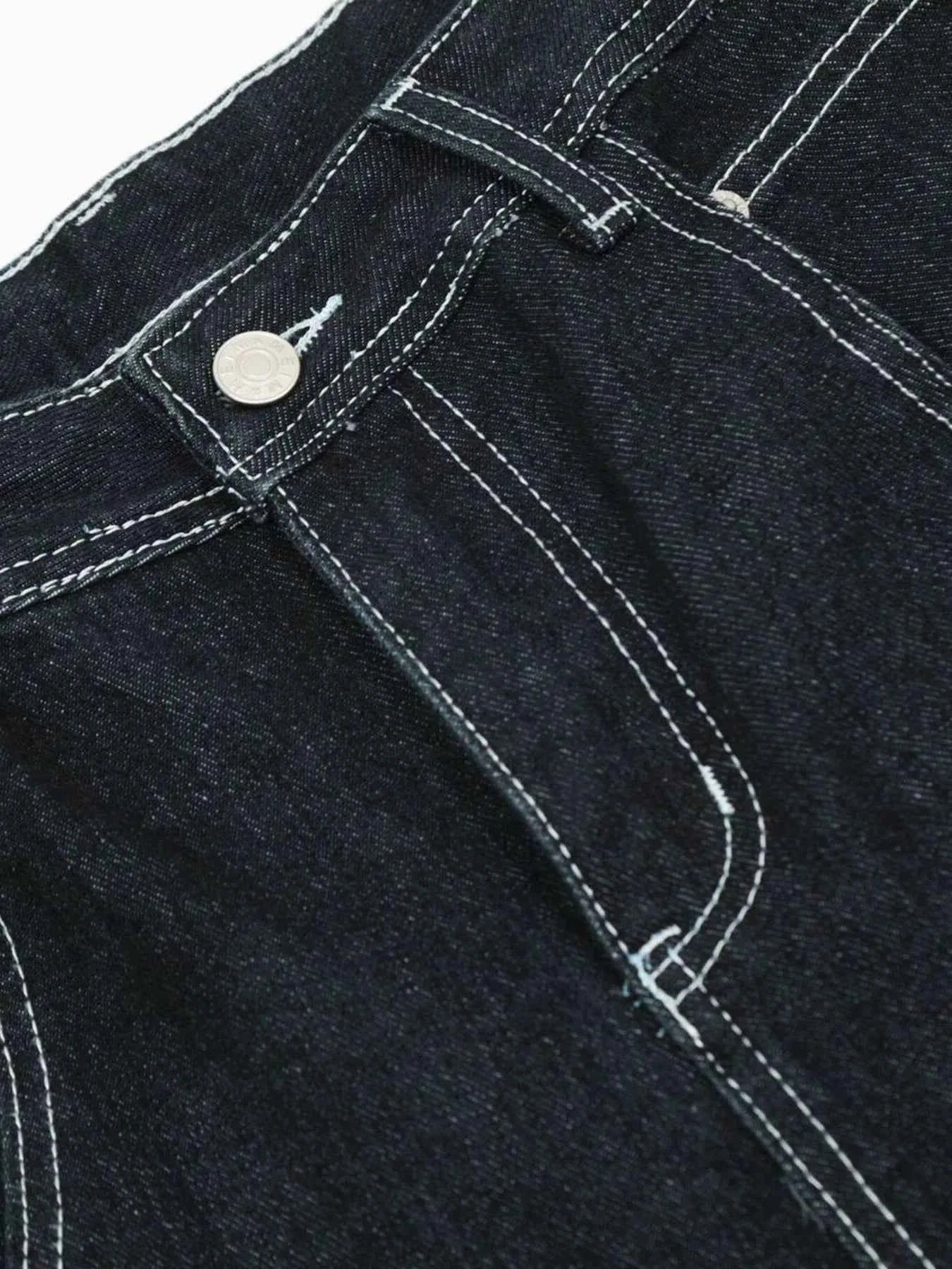 Men's Cargo Straight Jeans with Contrast Stitching