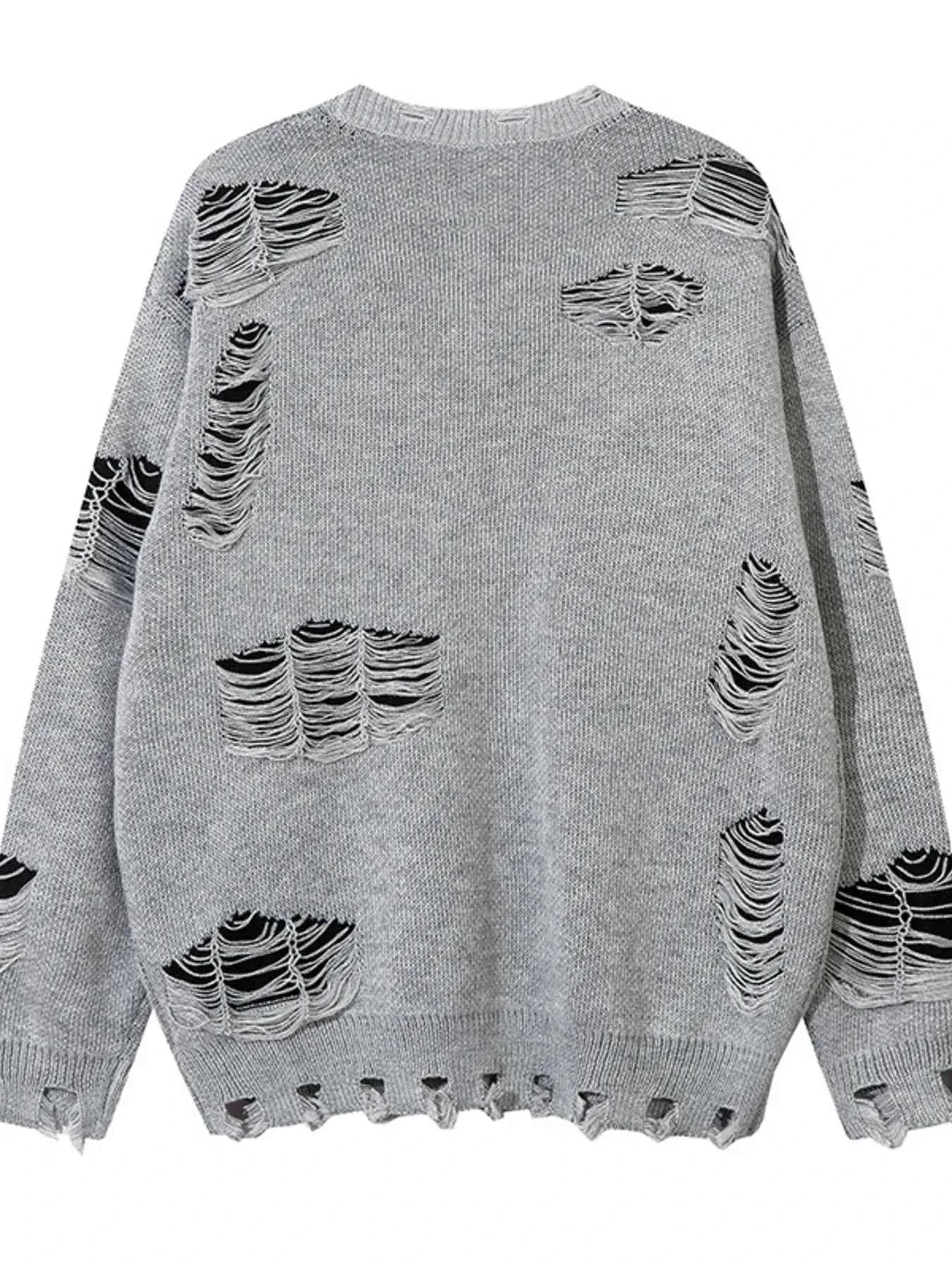 Men's Distressed Chain Detail Oversized Sweater