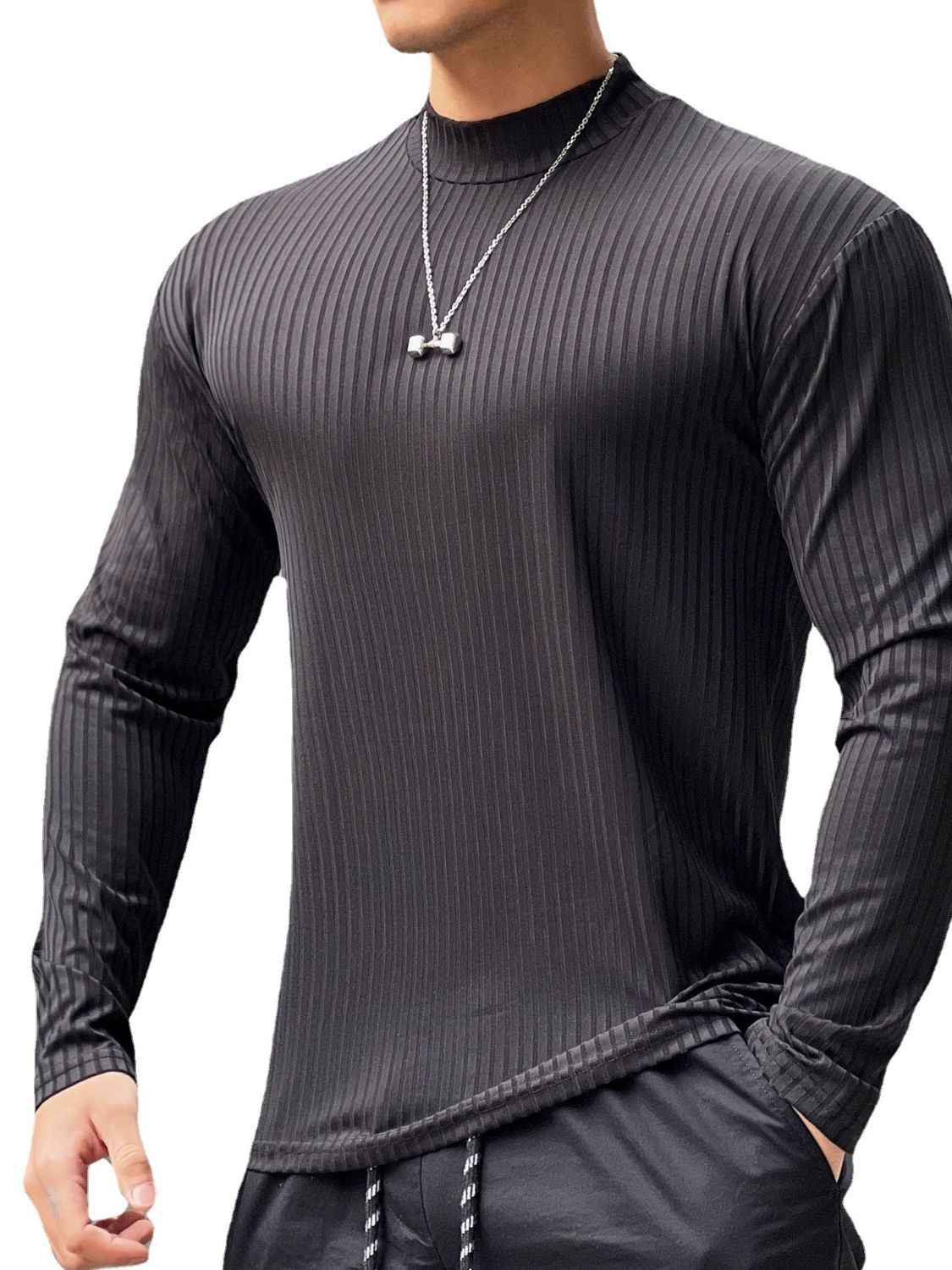 Men's Mock Neck Long Sleeve T-Shirt - Damned Threads