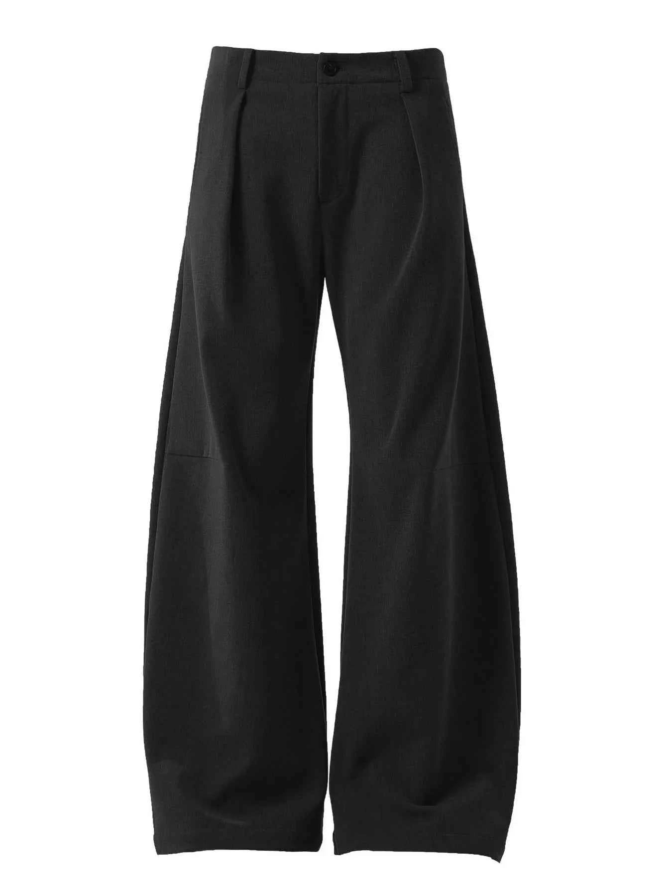 Men's High Waist Pleated Curved Pants