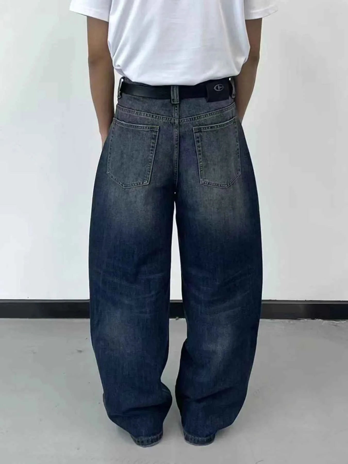Men's Vintage Washed Gradient Wide-Leg Baggy Jeans