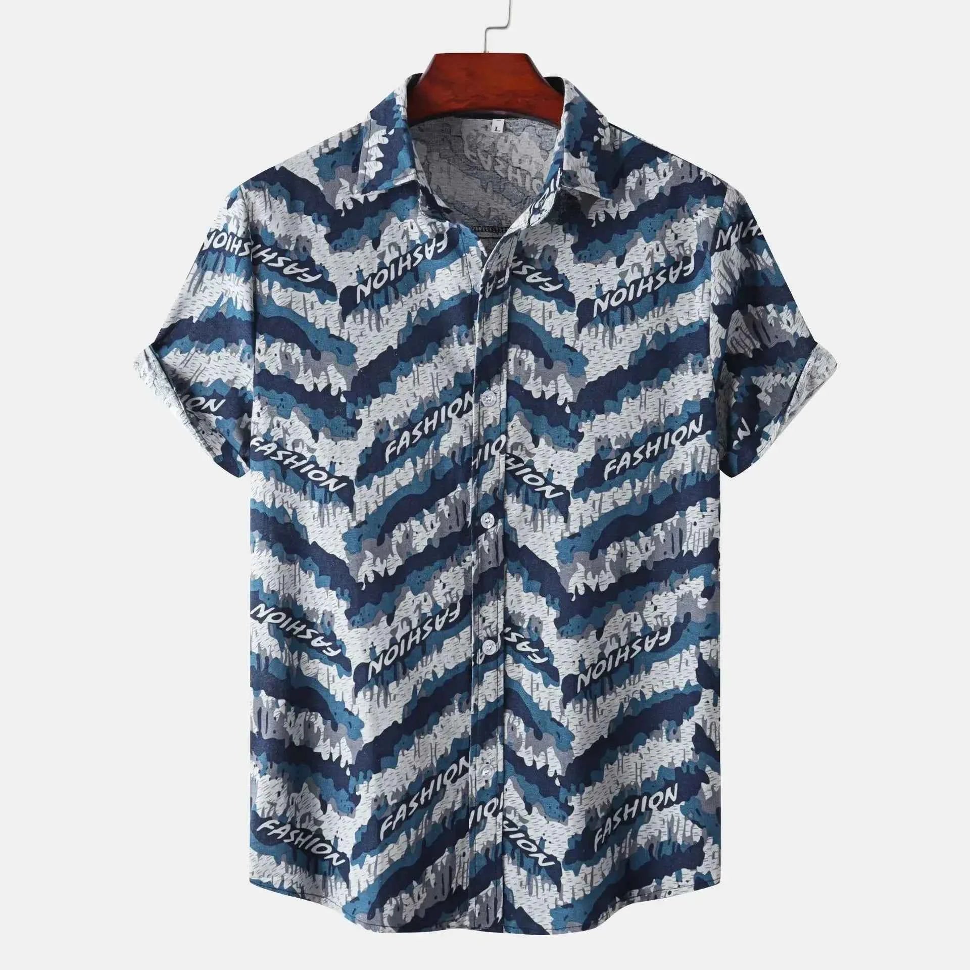 Men's Plus Size Printed Button Up Shirt