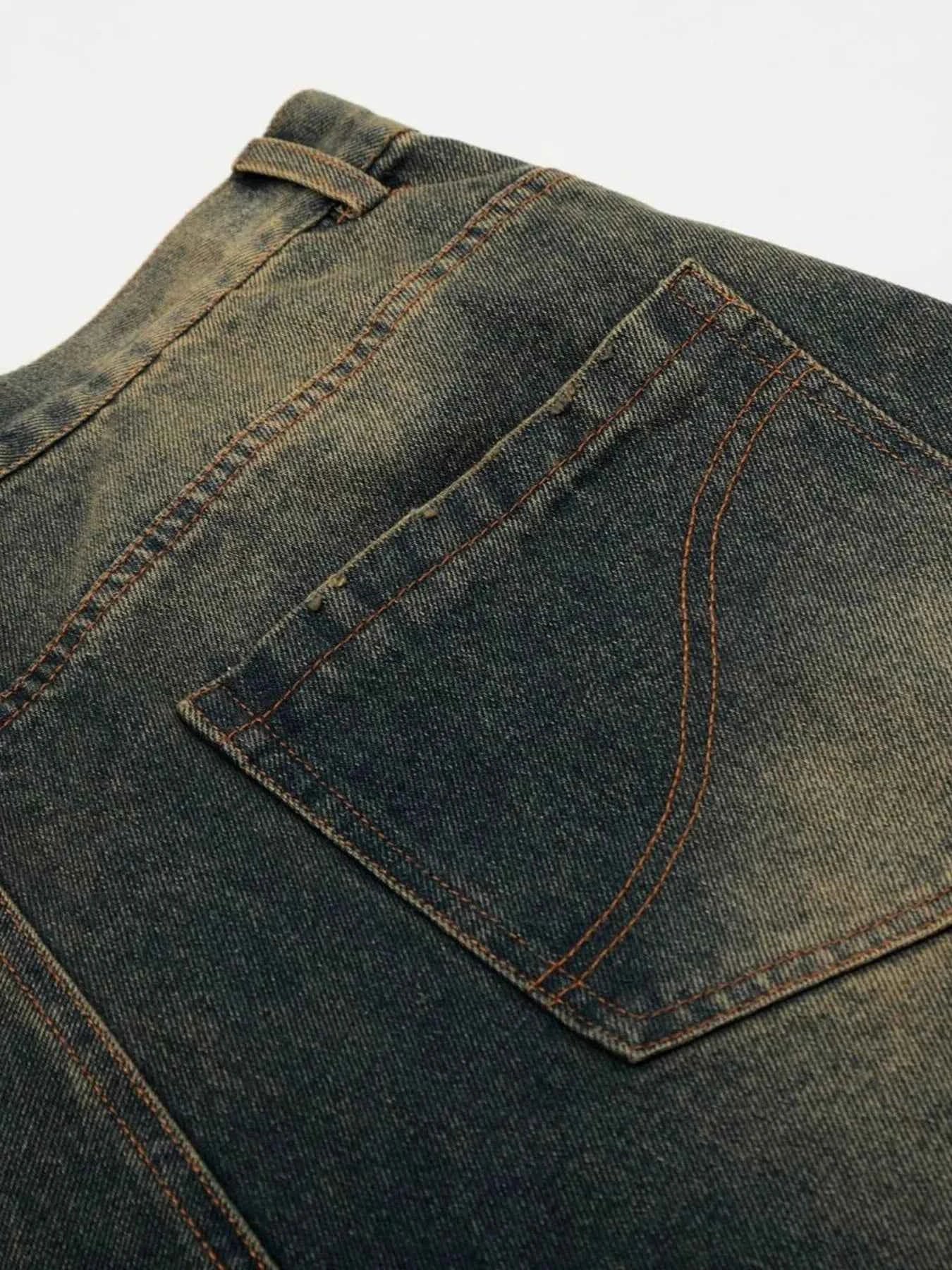 Men's Washed High-Waist Baggy Denim Shorts