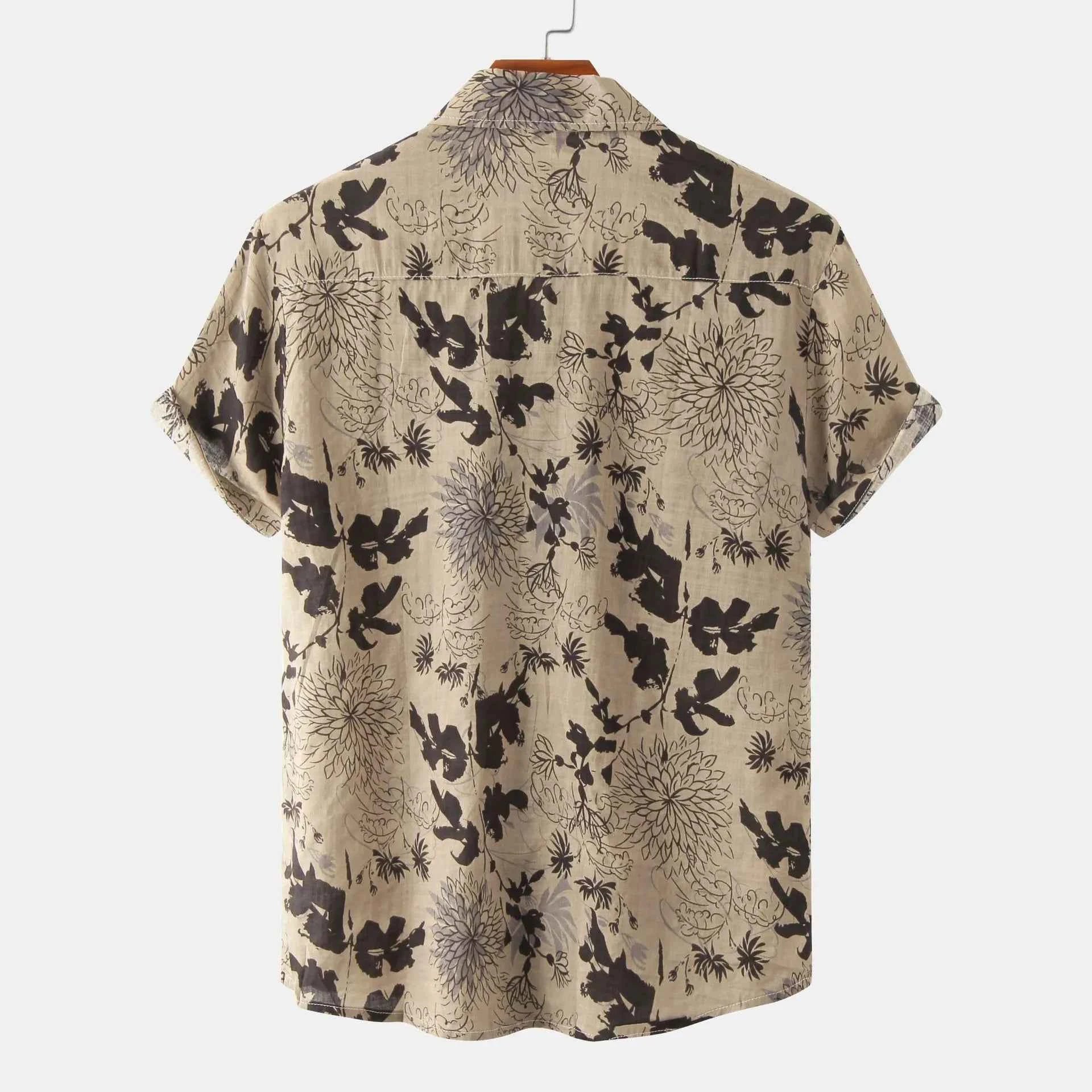 Men's Plus Size Floral Print Short Sleeve Button Down Shirt
