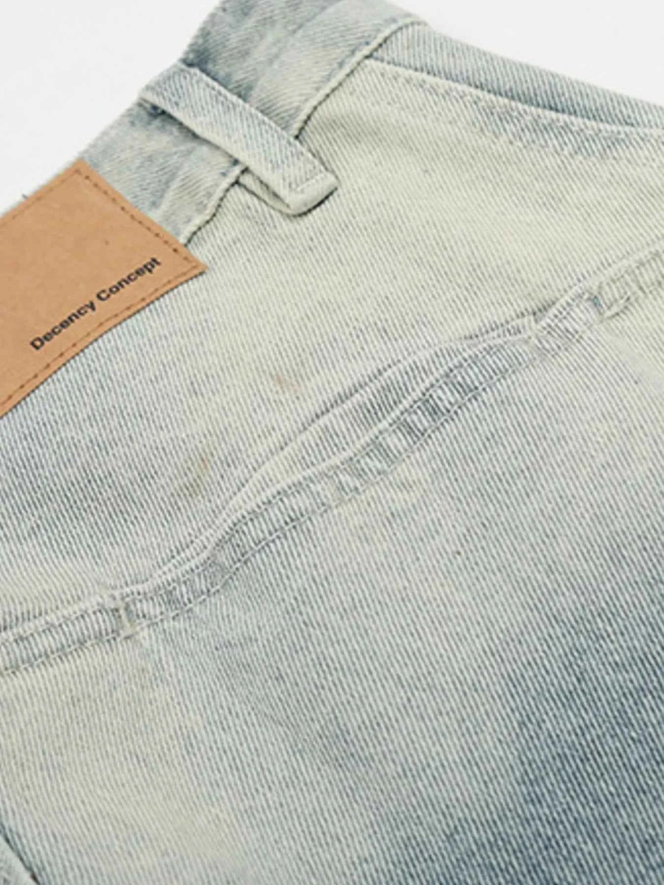 Men's Washed Curved Jeans with Contemporary Fade