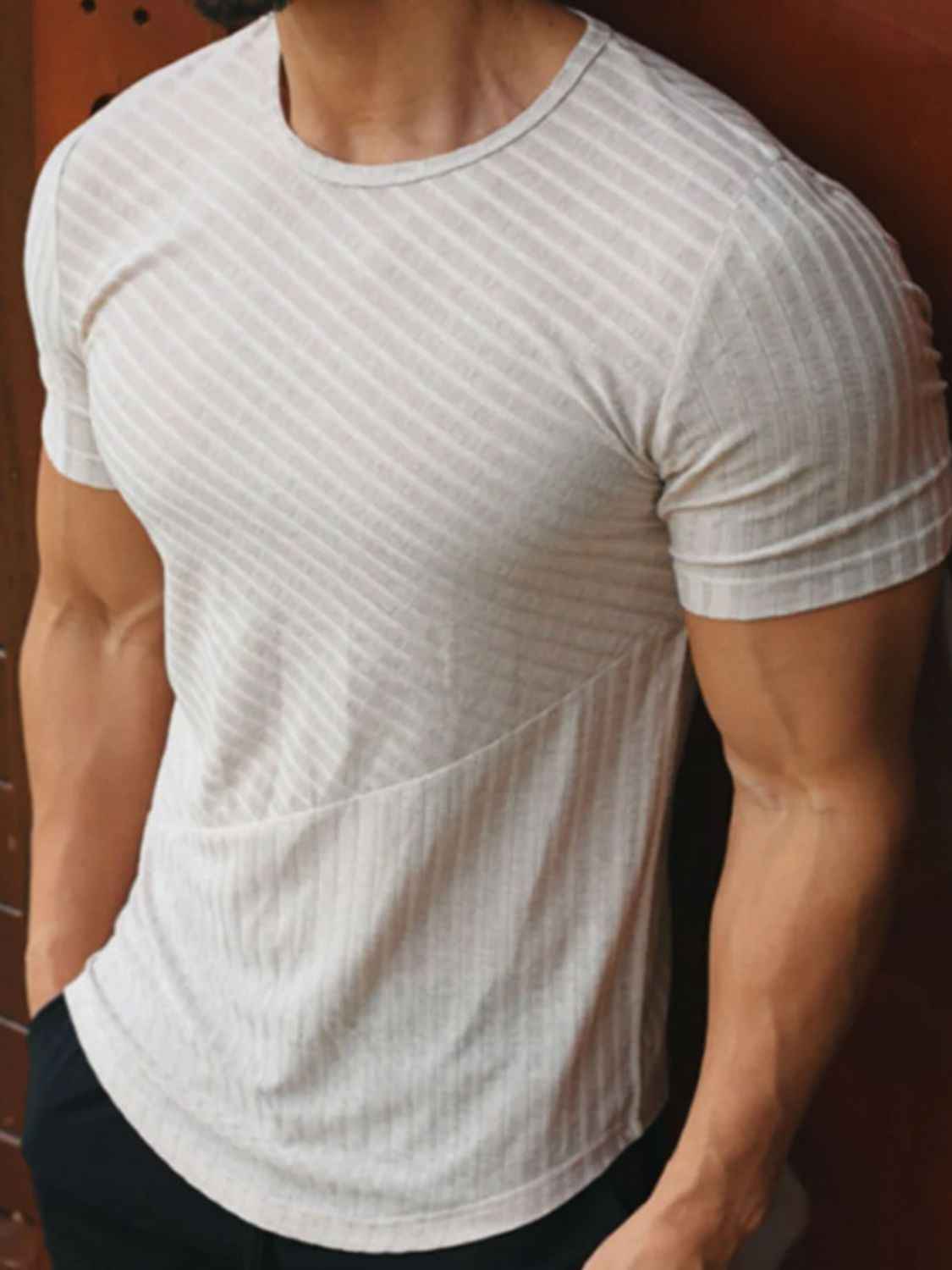 Men's Round Neck Short Sleeve Striped T-Shirt - Damned Threads