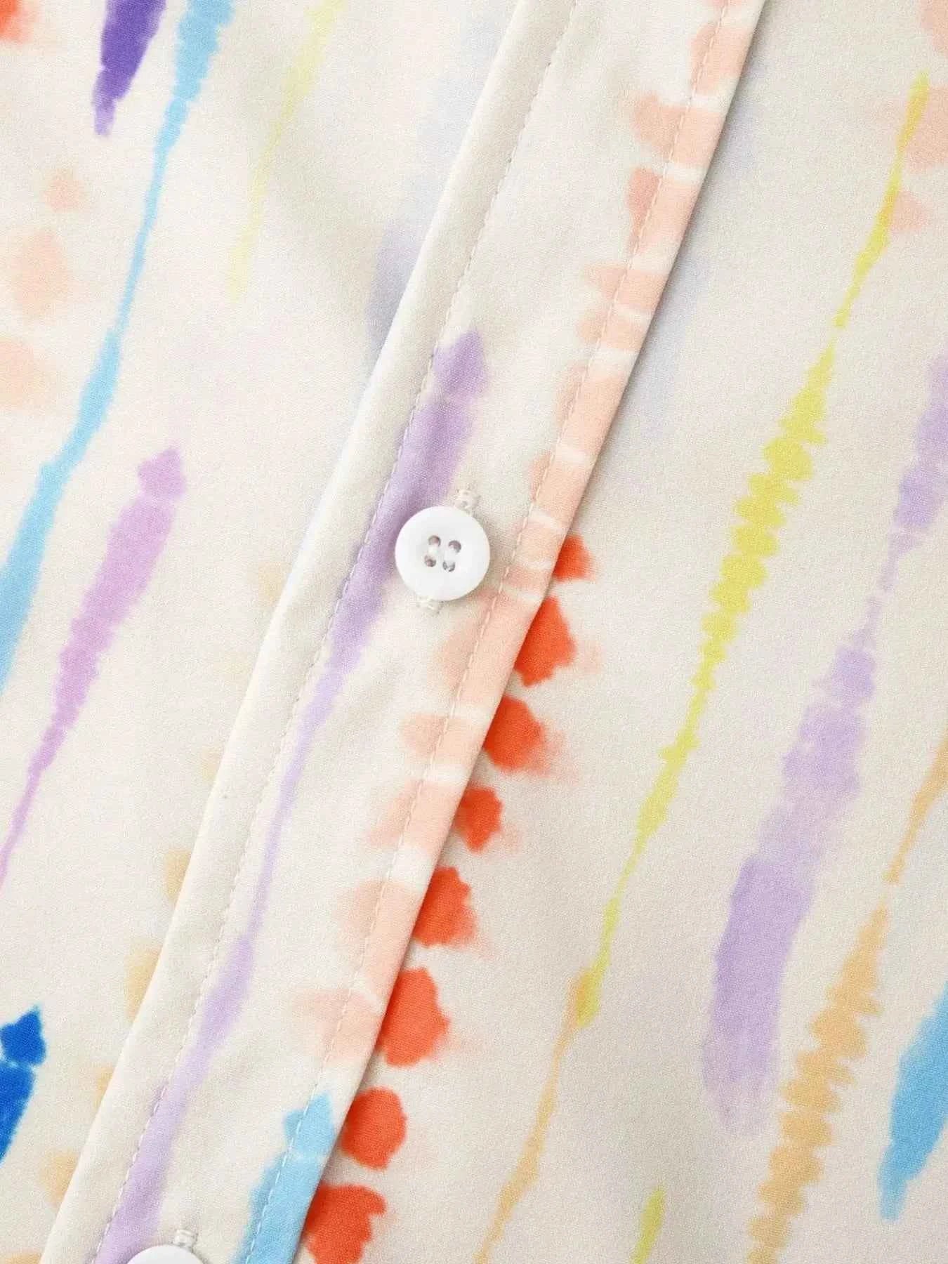 Men's Watercolor Stripe Print Long Sleeve  Shirt