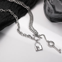 Key & Lock Pendant Necklace With OT Clasp - Damned Threads