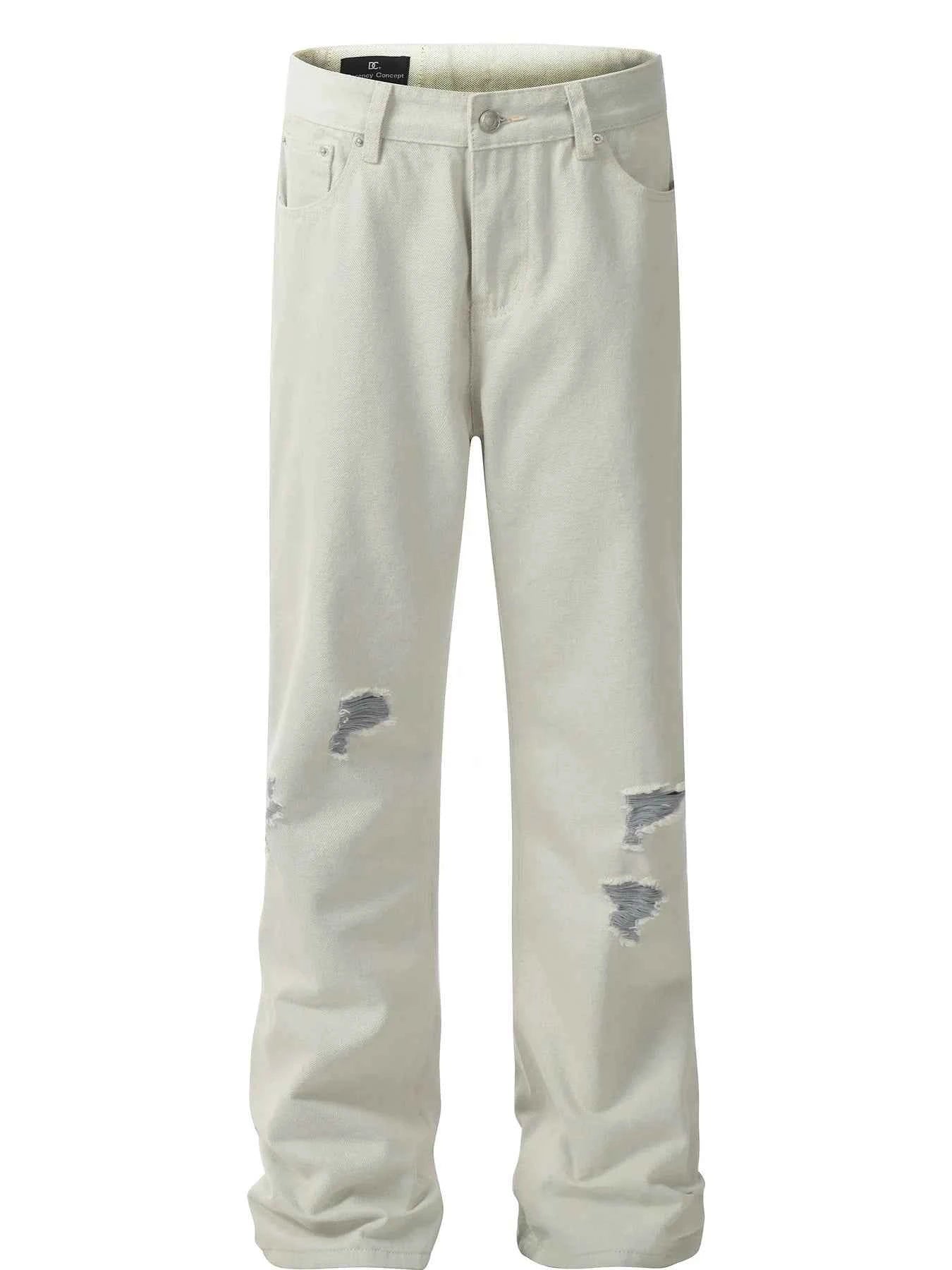 Men's Distressed Wash Straight Leg Jeans