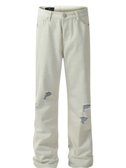 Men's Distressed Wash Straight Leg Jeans