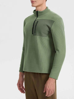 Men's Plus Size Half-Zip Fleece Sweatshirt with Chest Pocket