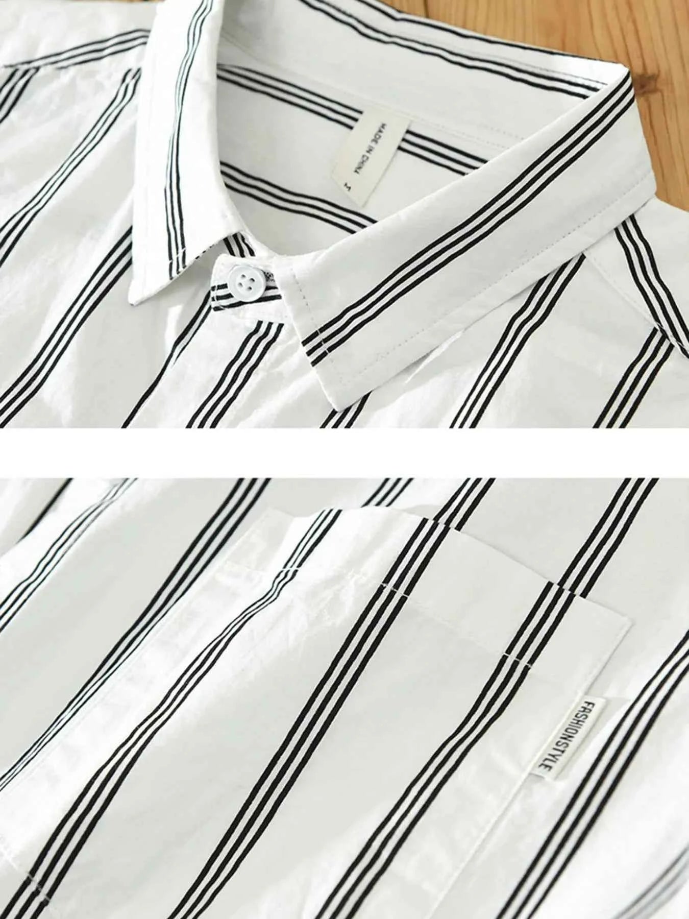 Men's Plus Size Classic Striped Short Sleeve Button-Up Shirt