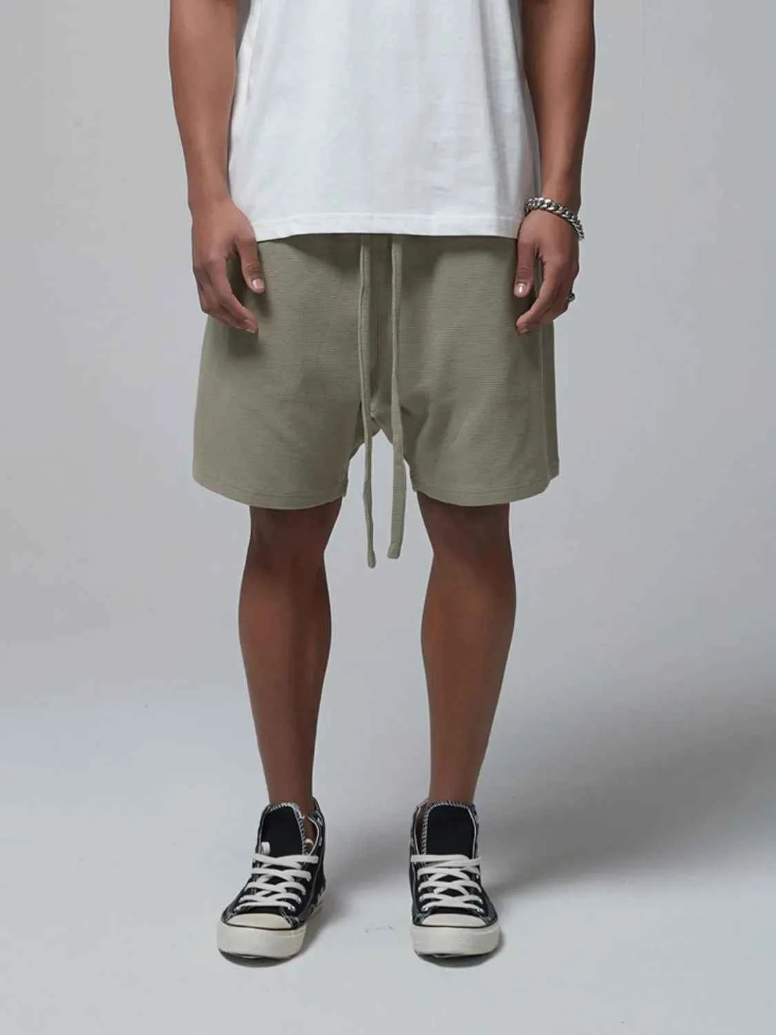 Men's Drawstring Waffle Shorts with Pockets