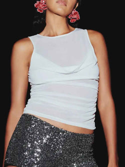 Ruched Round Neck Tank - Damned Threads
