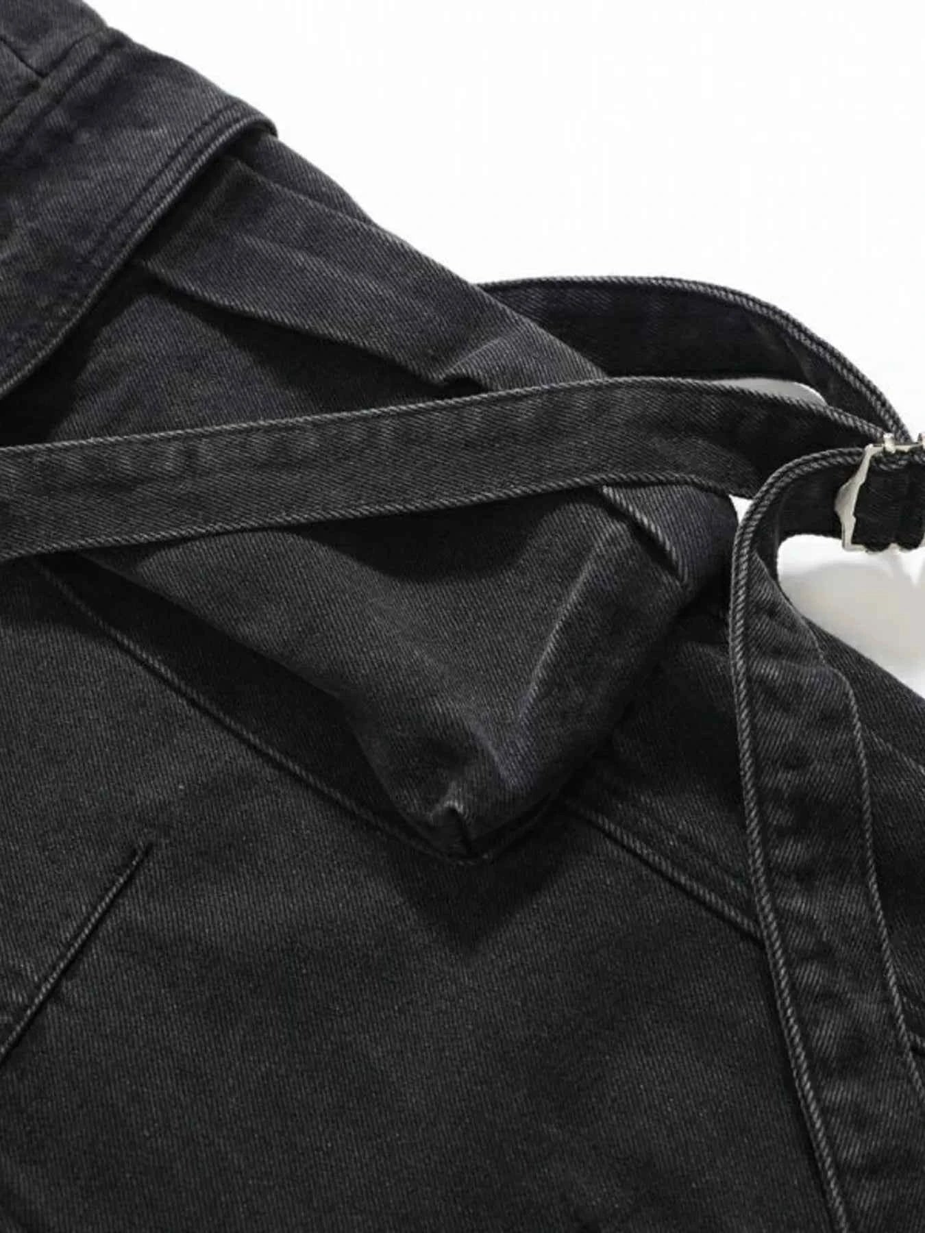 Men's Cargo Wide Leg Jeans with Multiple Pockets