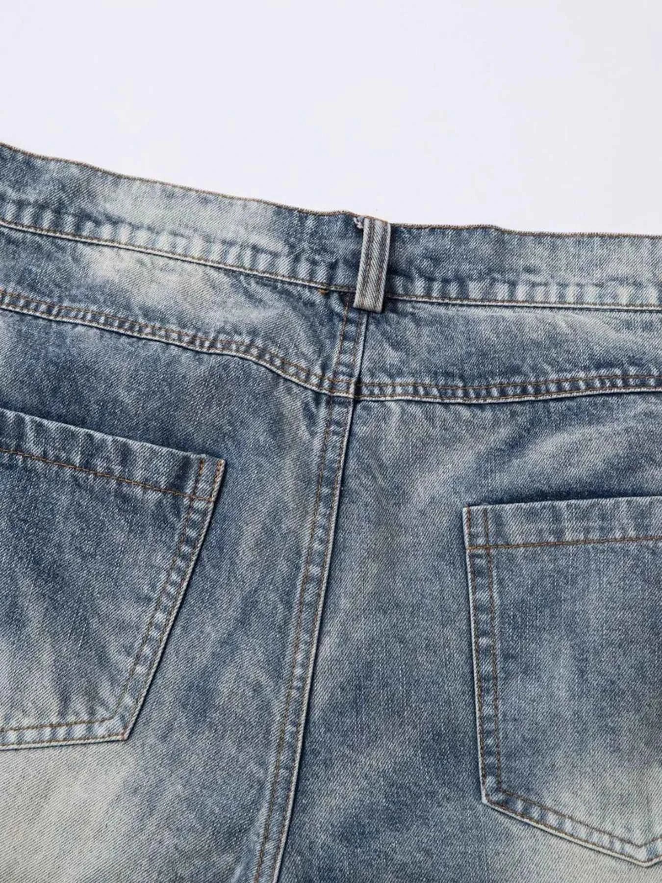 Men's Ruched Wide Leg Jeans