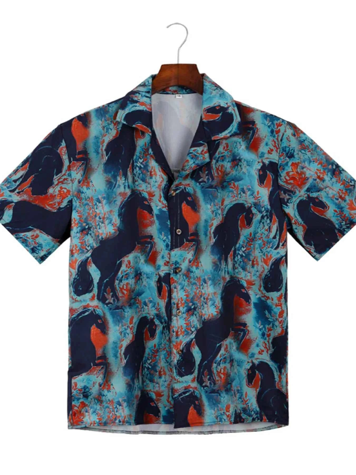 Men's Full Size Printed Short Sleeve Shirt Plus Size