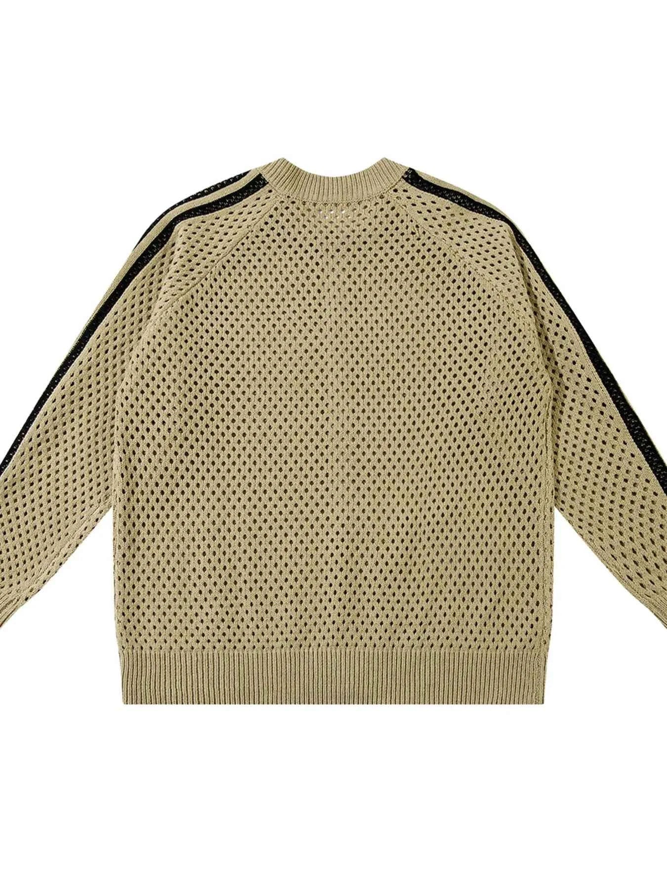 Men's Mesh Knit Zip-Up Cardigan with Stripe Detail