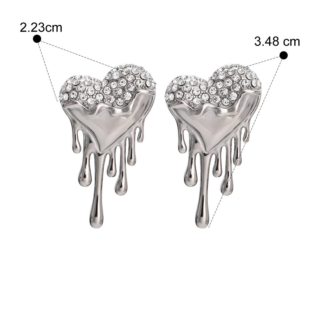18K Gold / Silver Liquid Heart Diamond Earrings - Damned Threads
