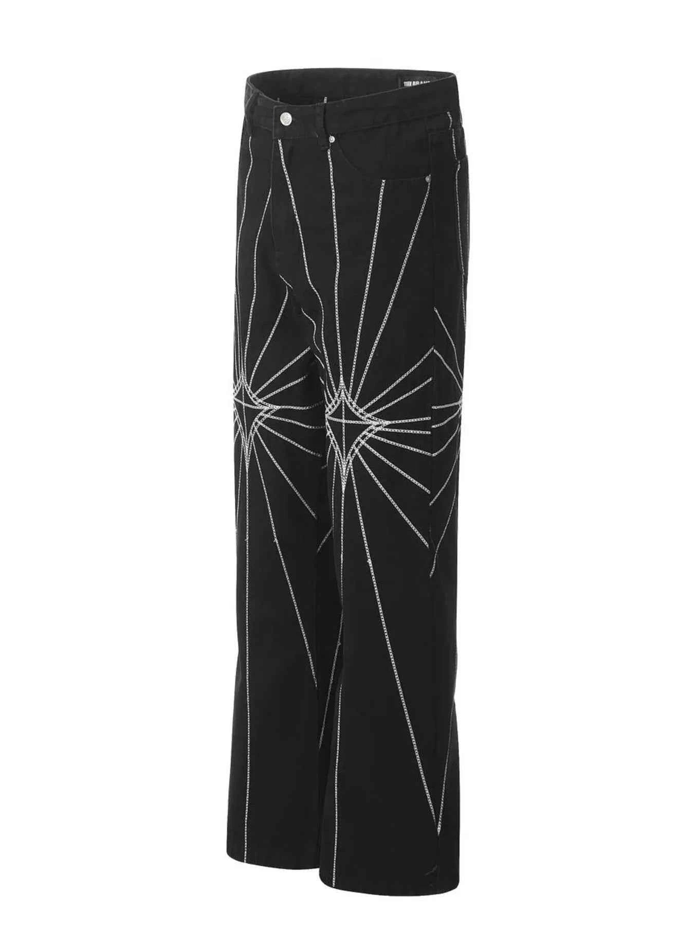 Men's Spider Web Embroidered Flared Jeans