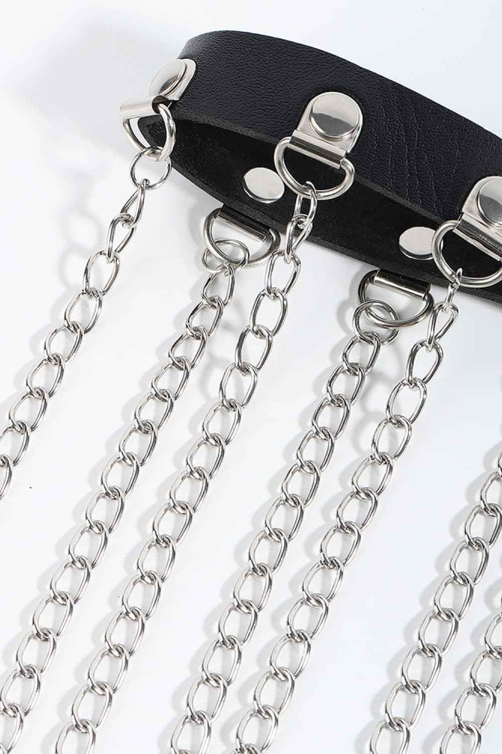 Fringed Chain PU Leather Belt - Damned Threads