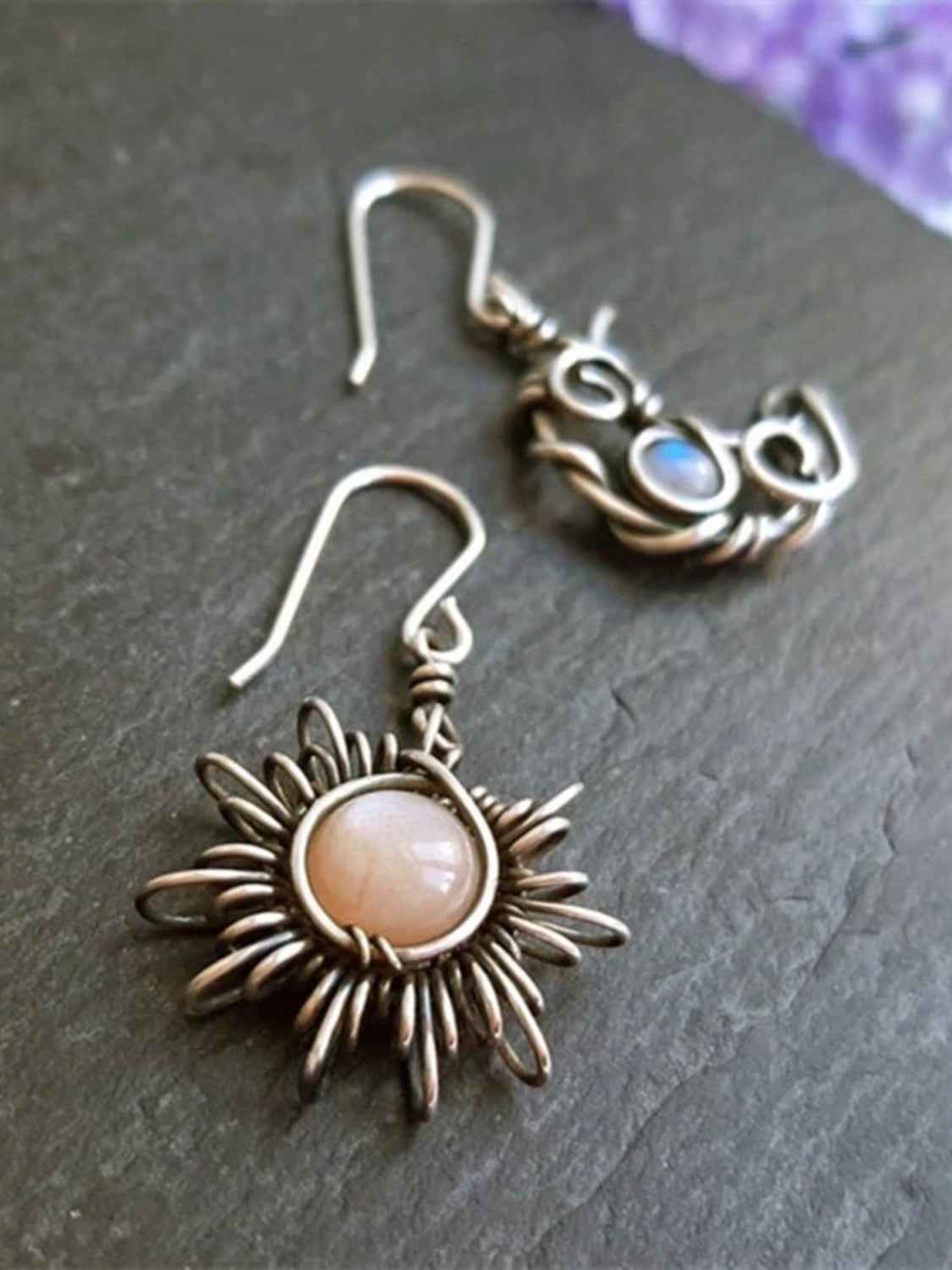 Alloy Moon & Sun Dangle Earrings - Damned Threads