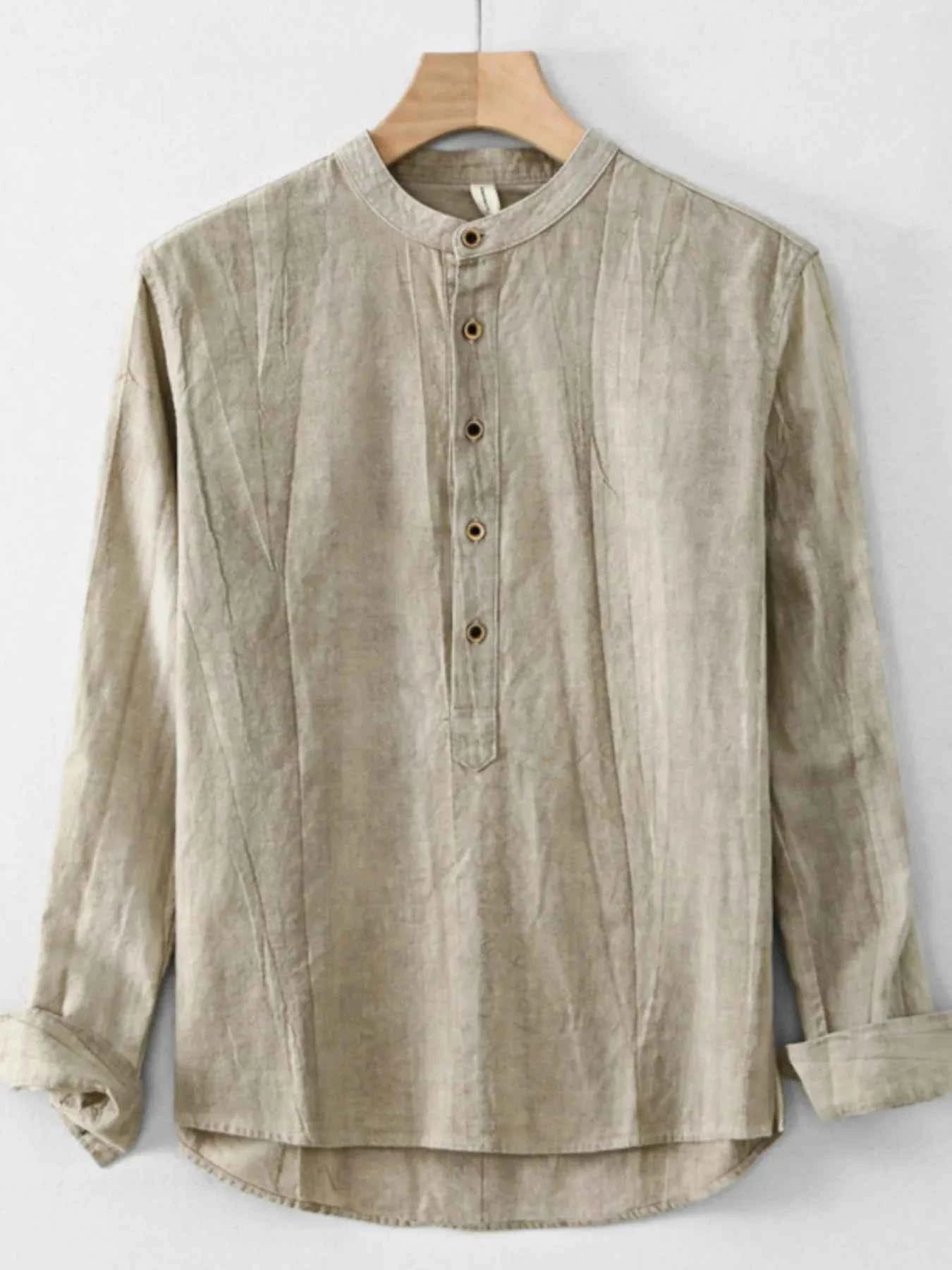 Men's Plus Size Button Front Long Sleeve Blouse
