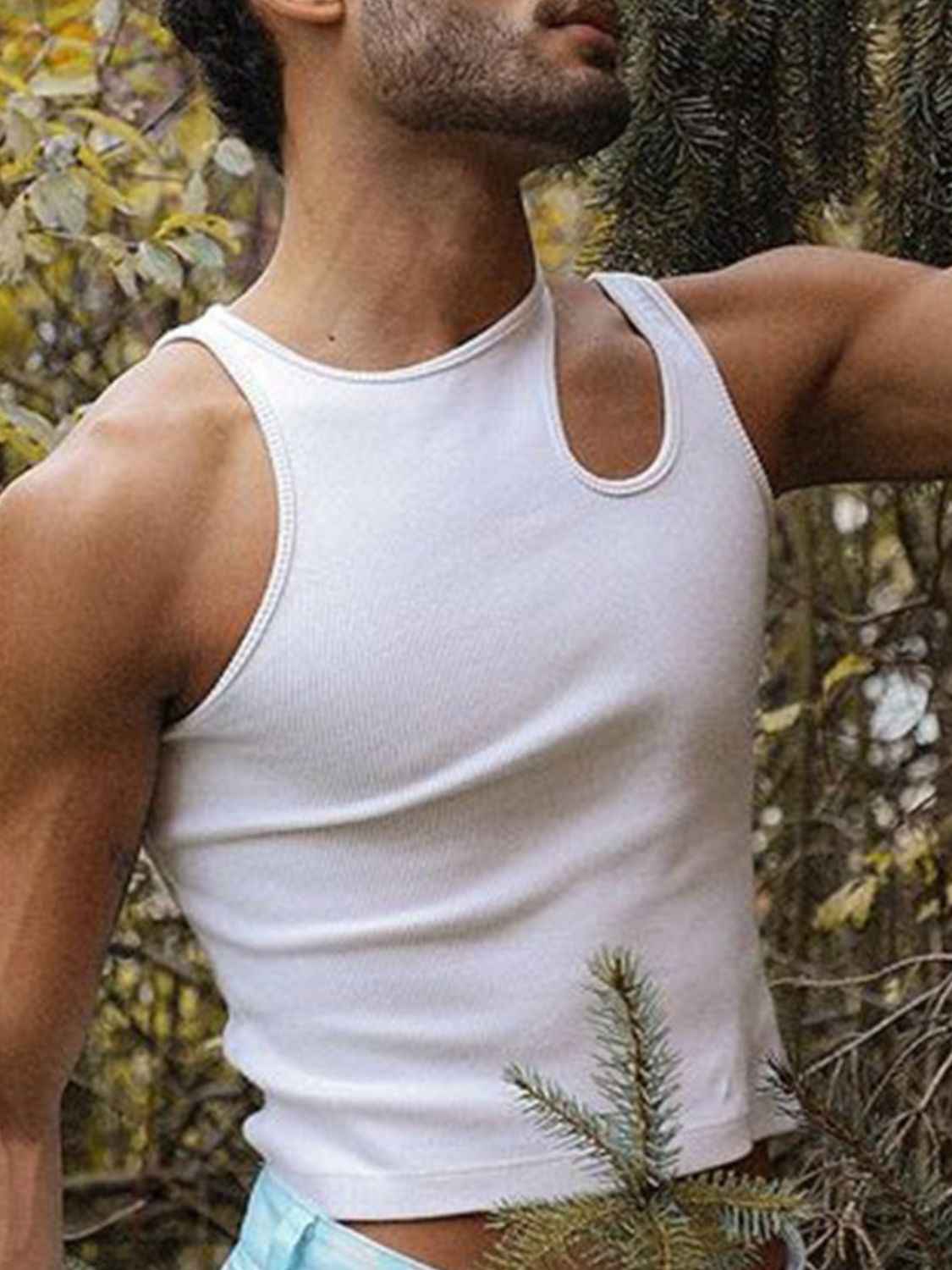 Men's Full Size Cutout Round Neck Tank Plus Size - Damned Threads